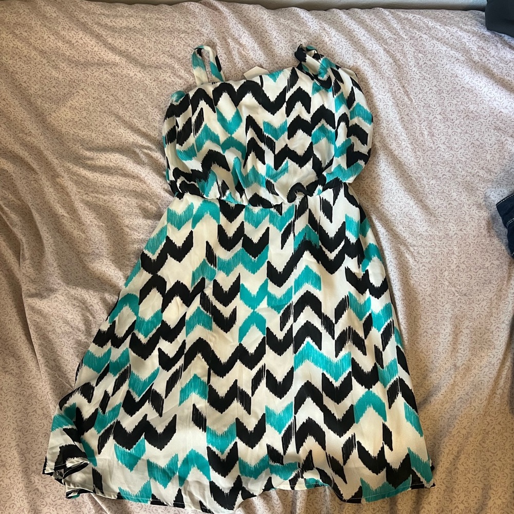 Blue and Black Chevron pattern summer dress